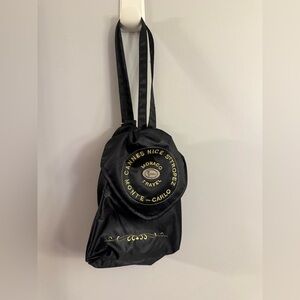 Vintage French Riviera Travel Mini Backpack Cannes Monaco Monte Carlo Satin Bag